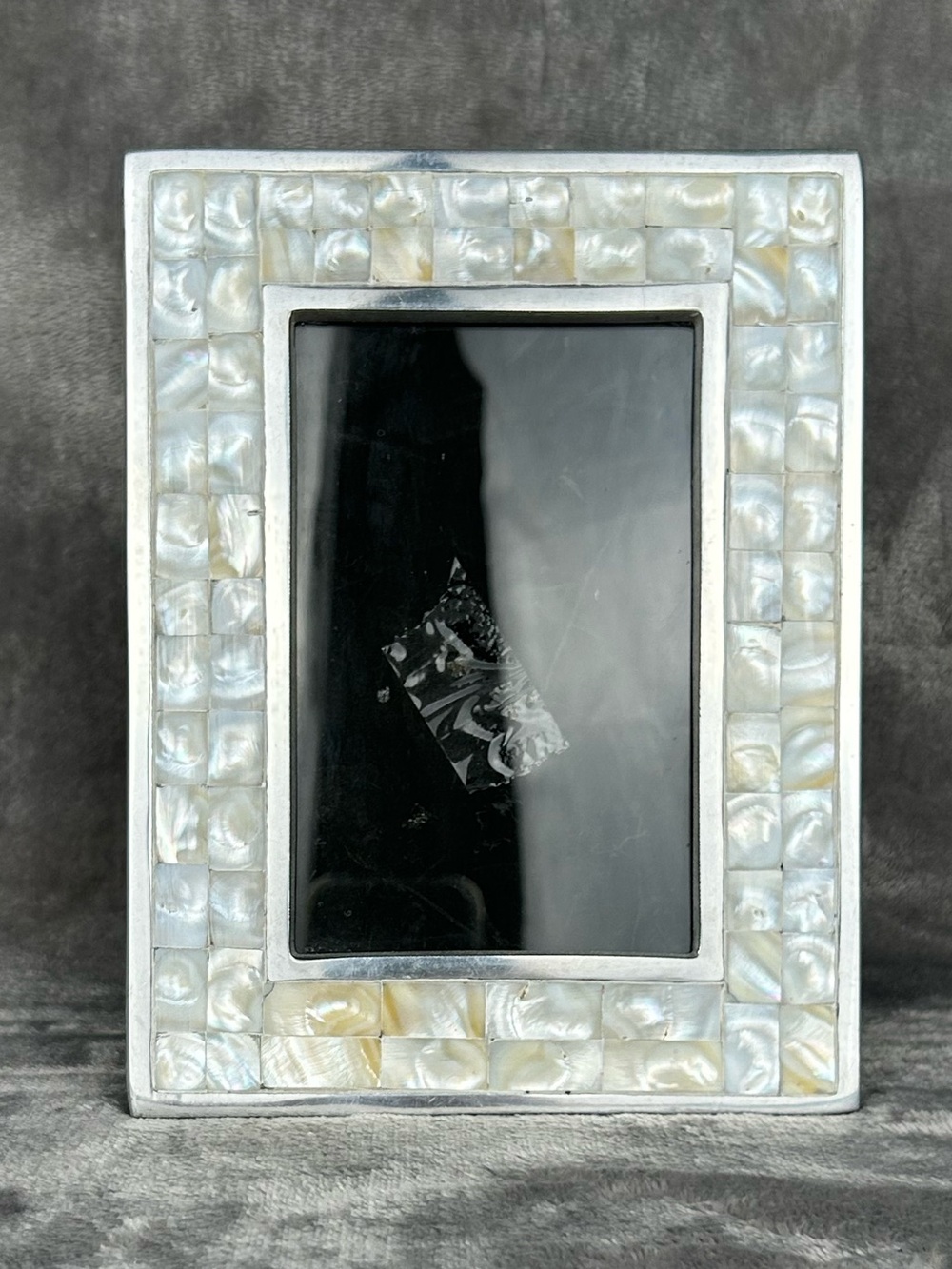 Vintage Mother Of Pearl Frame For 4x6” Silvertone Metal Easel Back Coastal Vibes